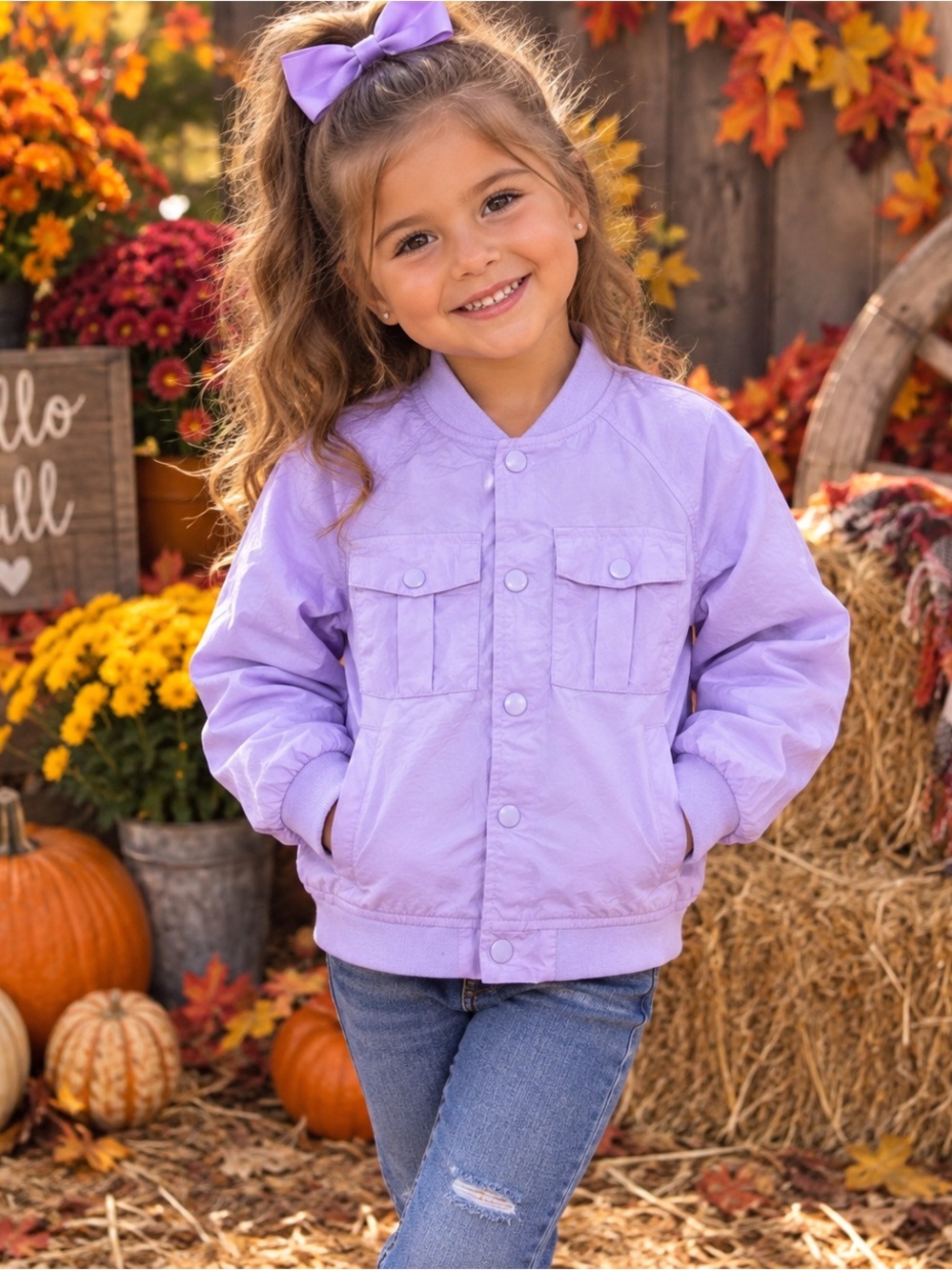 Cat & Jack Lilac girls Lightweight Bomber Jacket